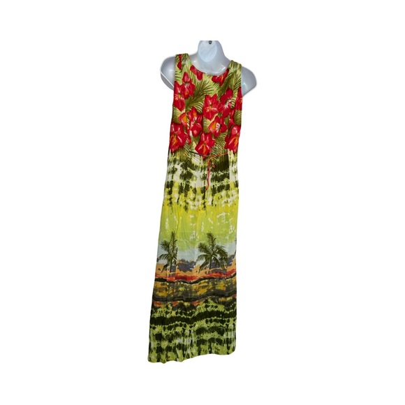 Vintage Carol Anderson California tropical print sleeveless maxi dress Size 10 - Picture 4 of 7